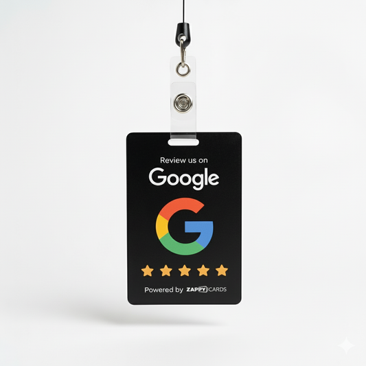 ZappyCards NFC Google review card for service businesses — front view product photo
